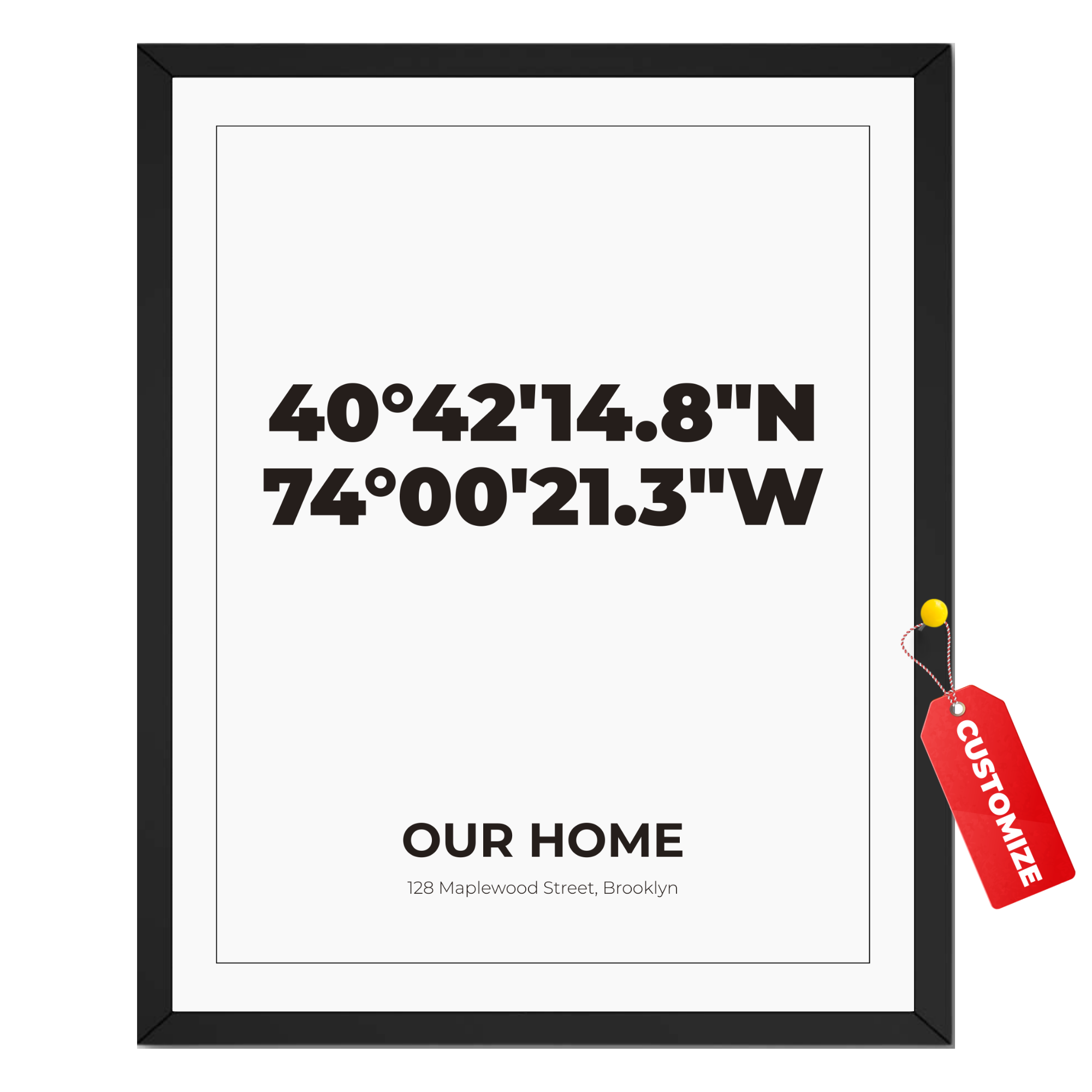 Personalized Custom Address Print: Customized GPS Location Poster and Canvas