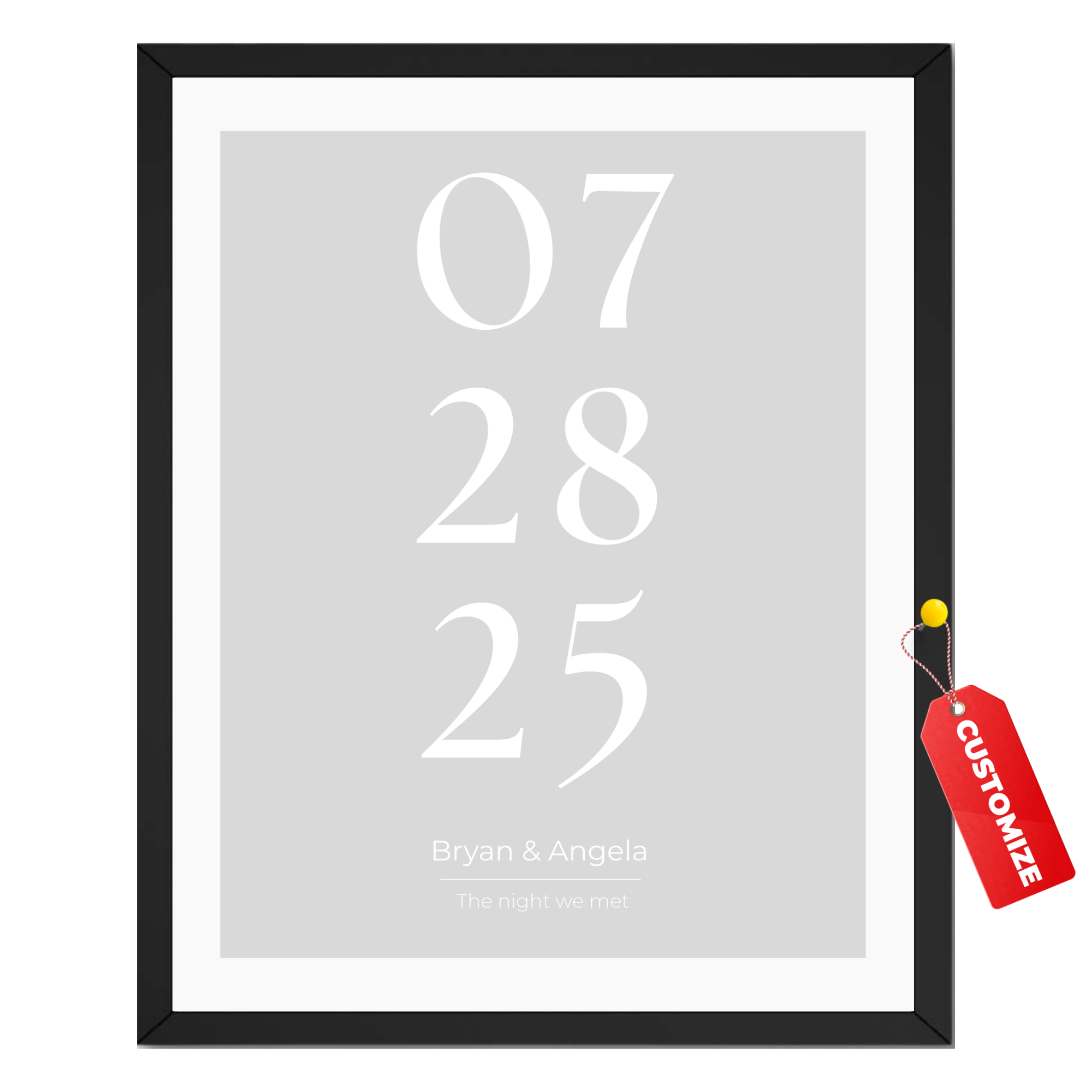 Personalized Wedding Date Print - Custom Name Typography Poster and Canvas