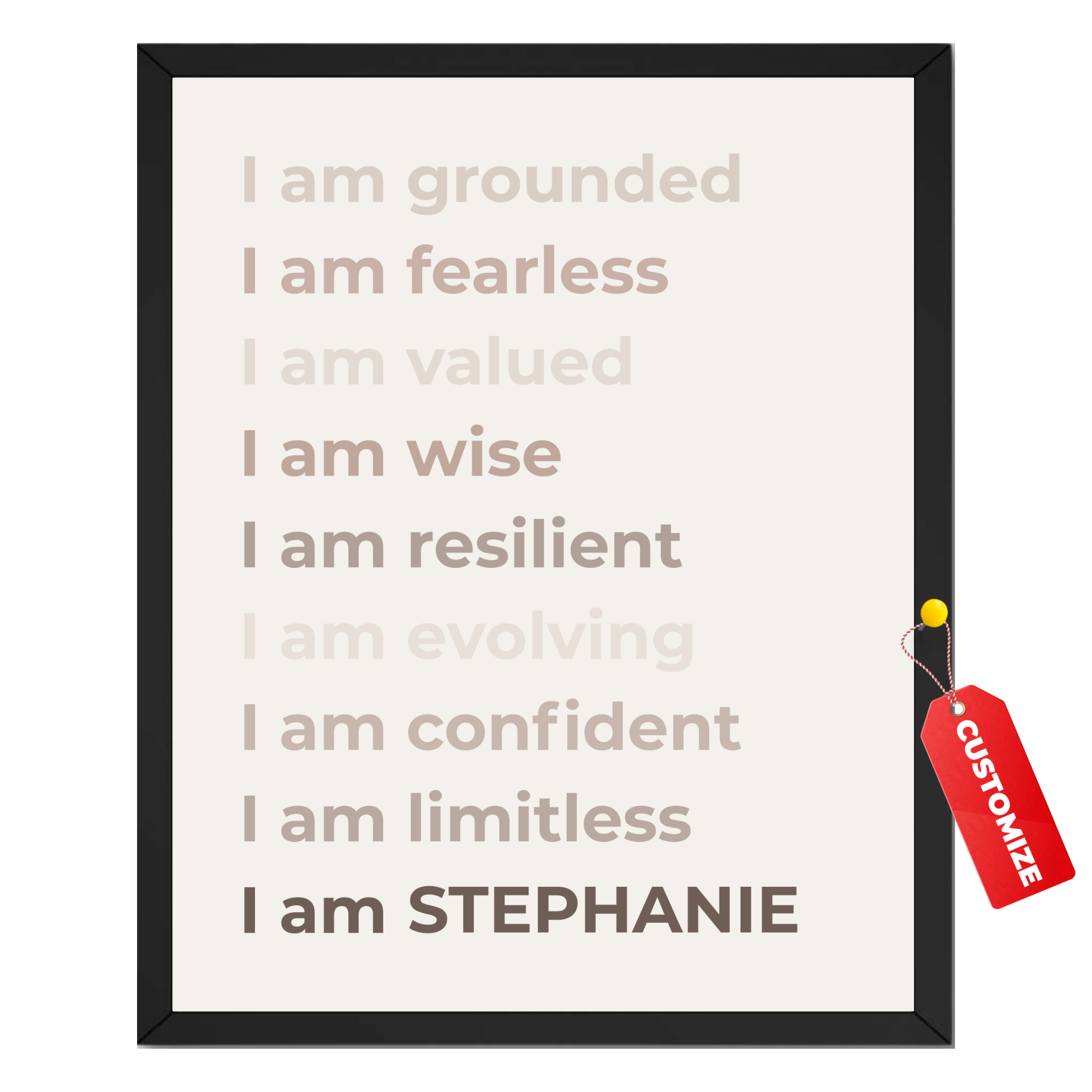 Personalized Affirmation Print - Custom Name Motivation Poster