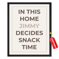 Personalized Family Wall Art Print : Custom Snack Time Quote Poster and Canvas
