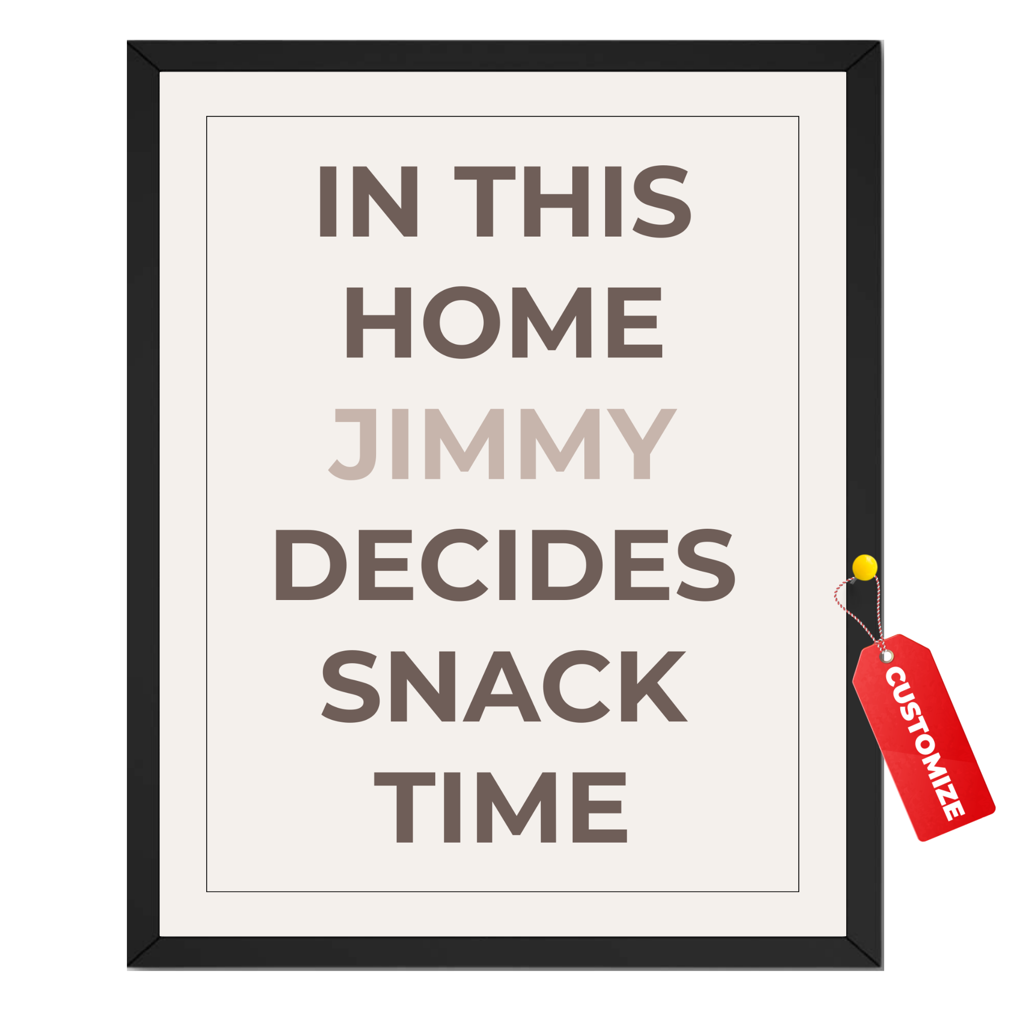 Personalized Family Wall Art Print : Custom Snack Time Quote Poster and Canvas