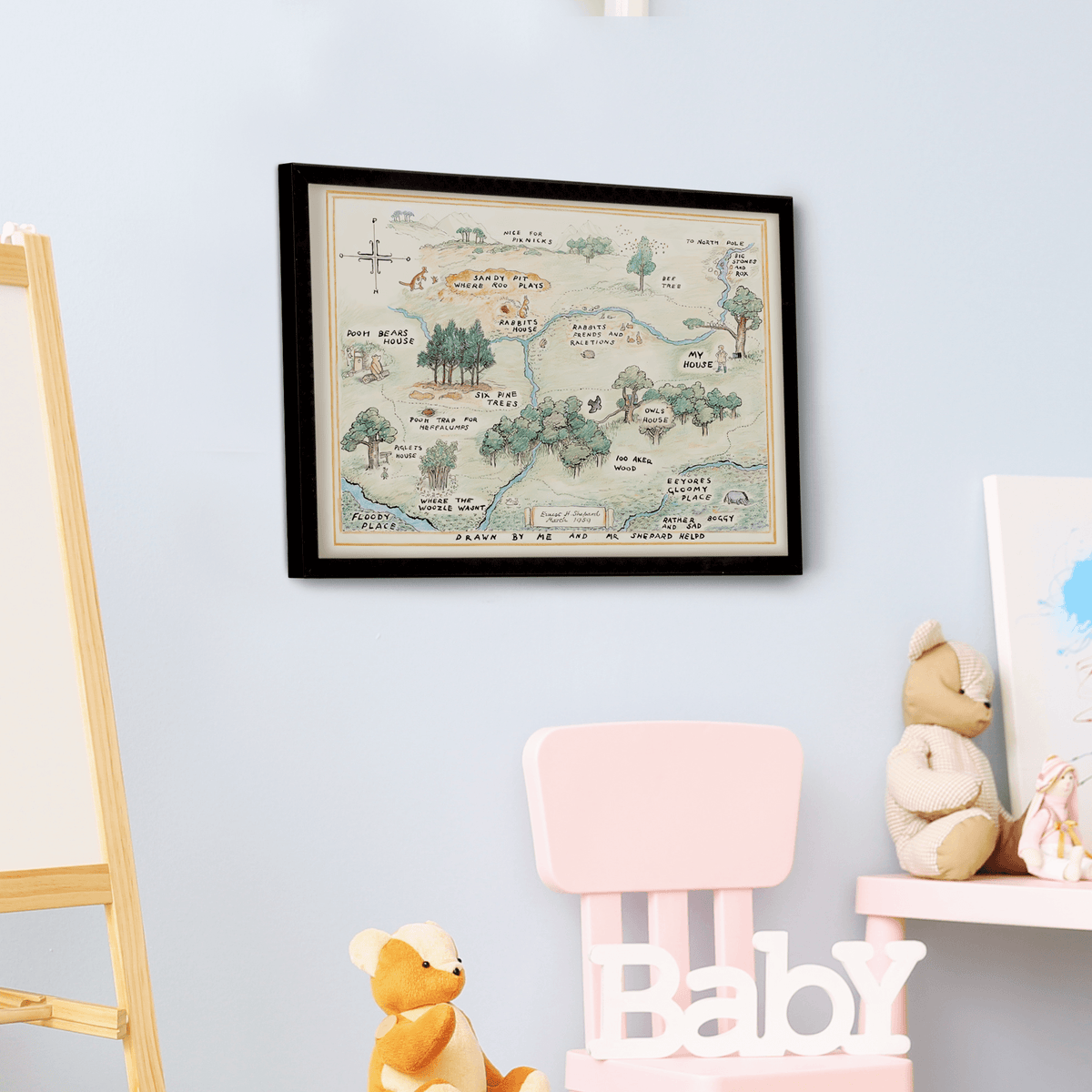 InkFlow Hundred Acre Woods Map Poster - Ideal Storybook Decor for Bedroom, Nursery, or Living Room - A Thoughtful Gift for Parents, Boys & Girls - 20x16 UNFRAMED Wall Art - Infinity Beyond Crafts