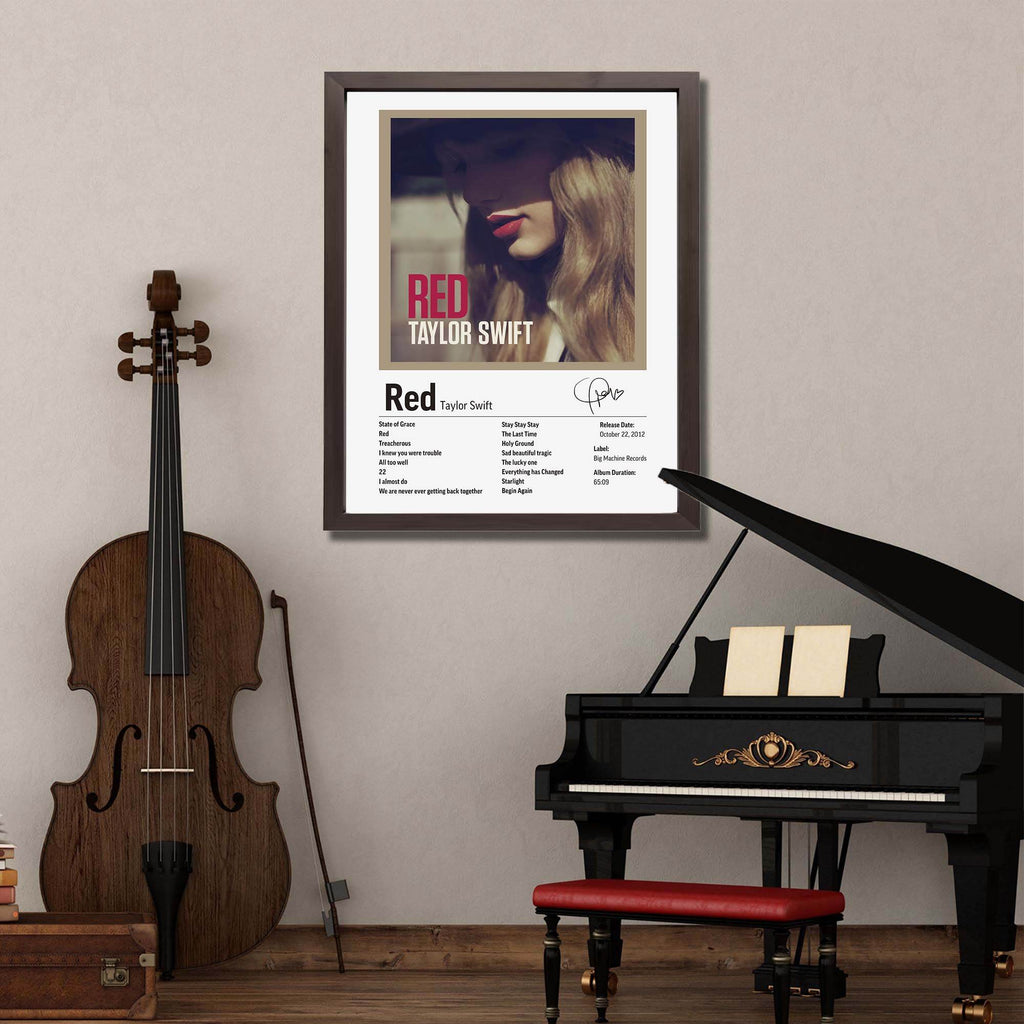 InkFlow Red Album Poster - Vibrant Music Art Print, Stylish Wall Decor for Home or Office, Perfect Gift for Fans of Pop and Country Music - 11x14 Unframed Canvas Wall Art - Infinity Beyond Crafts
