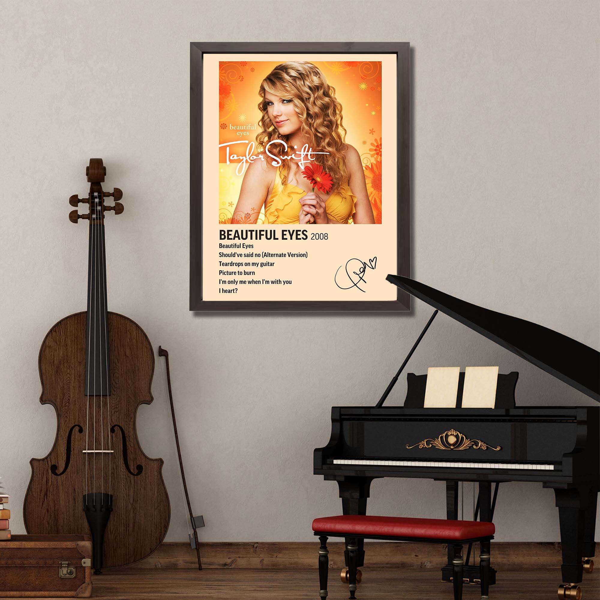 InkFlow Beautiful Eyes Album Poster - Classic Music Art Print, Elegant Wall Decor for Home or Office, Perfect Gift for Country Pop Music Fans - 8x10 Unframed Canvas Wall Art - Infinity Beyond Crafts