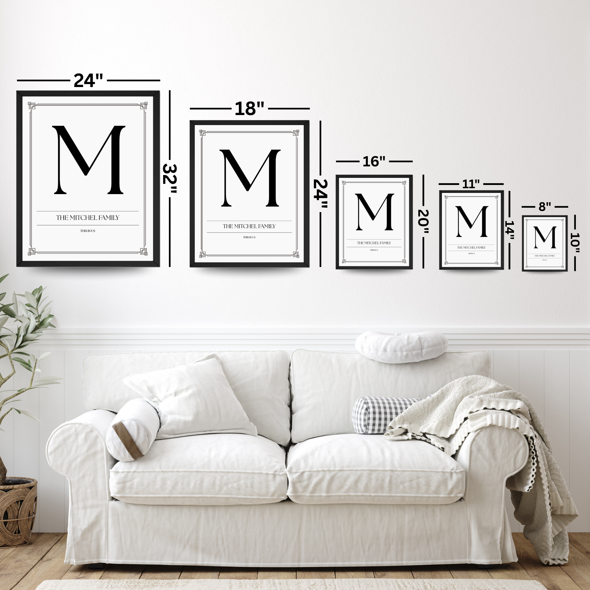 Personalized Custom Family Print - Customized Surname Initial Poster and Canvas