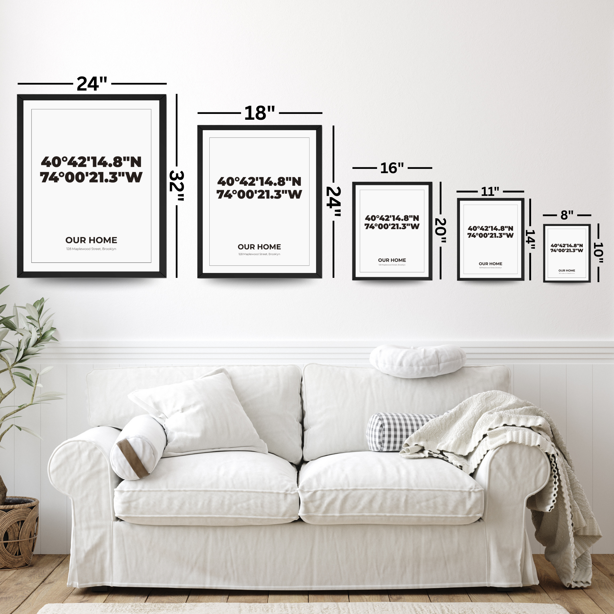 Personalized Custom Address Print: Customized GPS Location Poster and Canvas