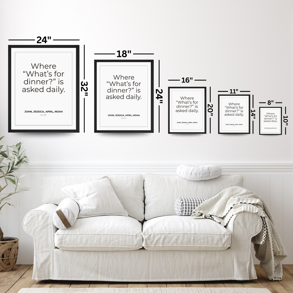 Personalized Dinner Quote Print- Customized Family Name Poster and Canvas