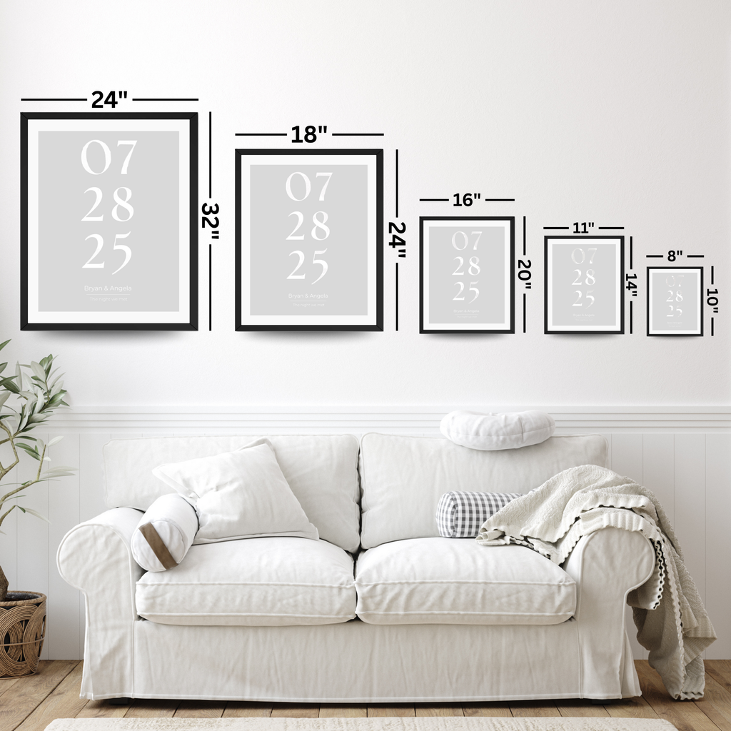 Personalized Wedding Date Print - Custom Name Typography Poster and Canvas