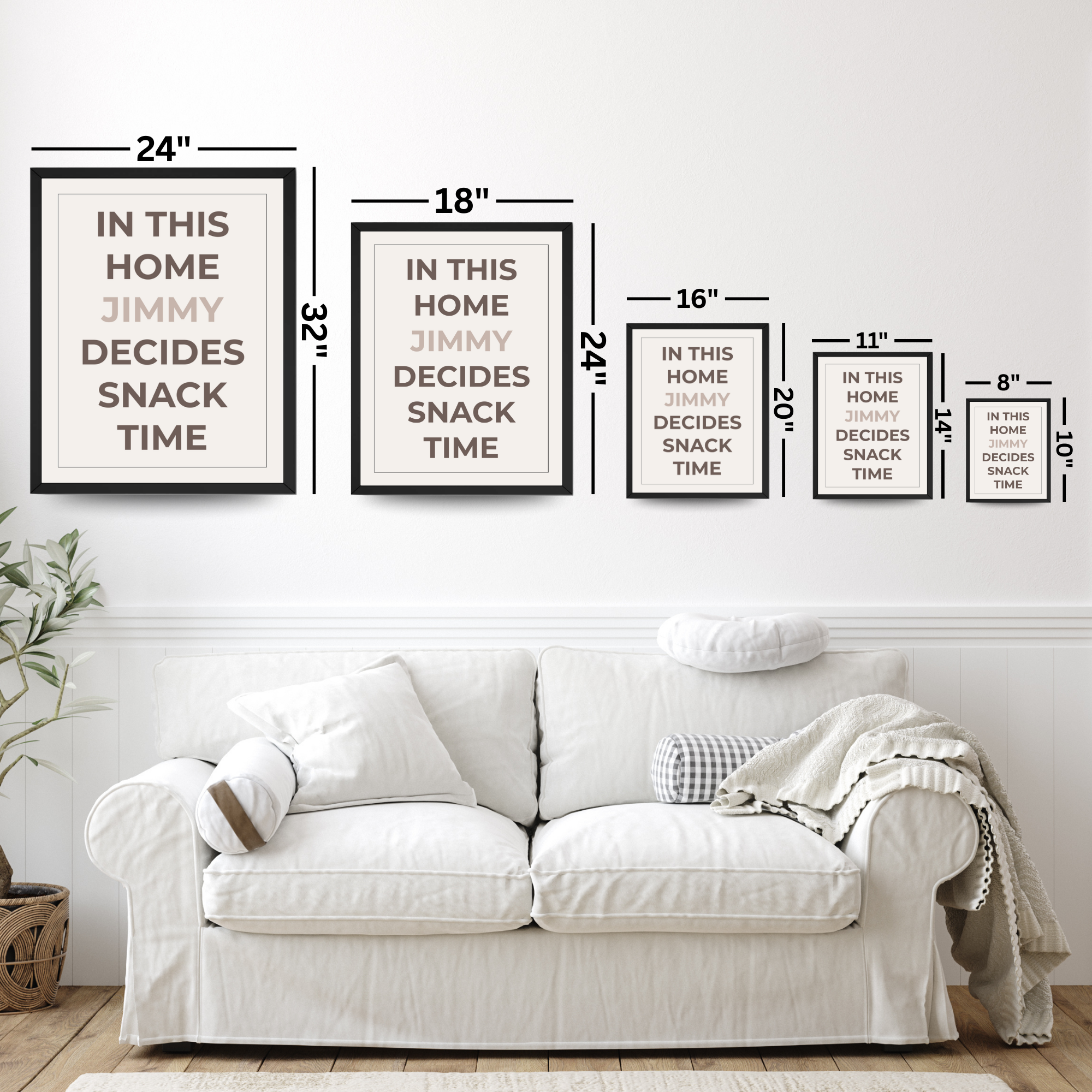 Personalized Family Wall Art Print : Custom Snack Time Quote Poster and Canvas