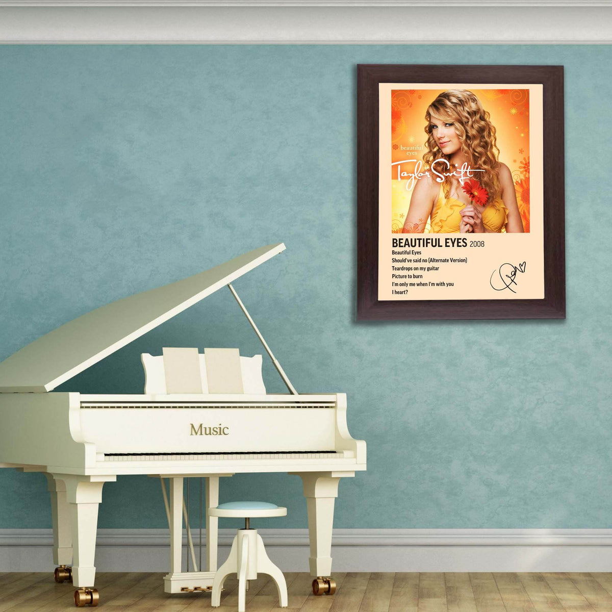 InkFlow Beautiful Eyes Album Poster - Classic Music Art Print, Elegant Wall Decor for Home or Office, Perfect Gift for Country Pop Music Fans - 8x10 Unframed Canvas Wall Art - Infinity Beyond Crafts