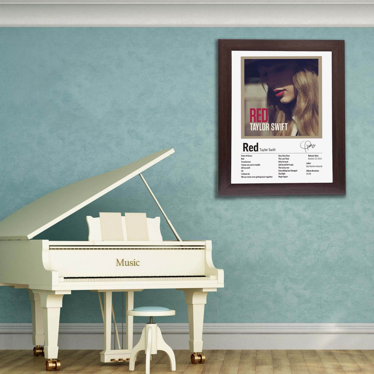 InkFlow Red Album Poster - Vibrant Music Art Print, Stylish Wall Decor for Home or Office, Perfect Gift for Fans of Pop and Country Music - 11x14 Unframed Canvas Wall Art - Infinity Beyond Crafts