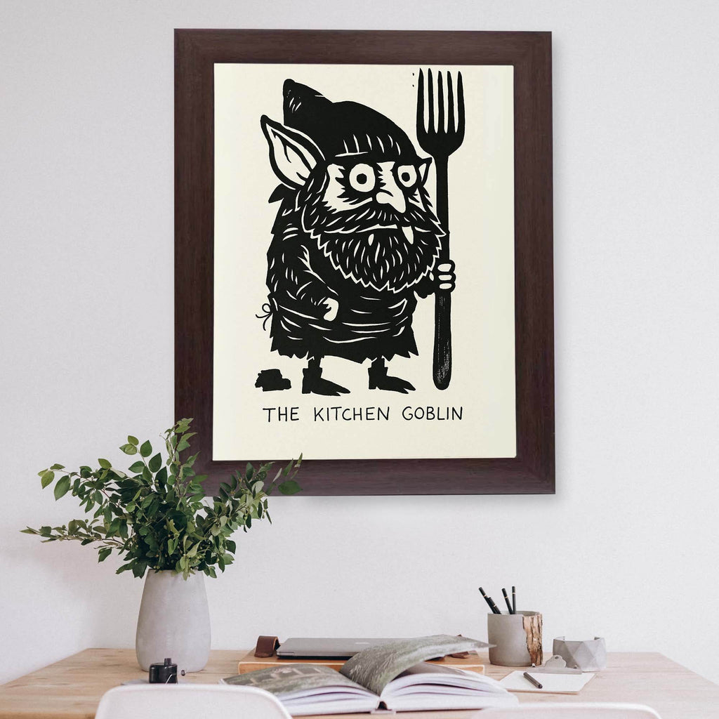 InkFlow The Kitchen Goblin - Whimsical Goblin Print for Kitchen Decor, Fun and Quirky Art for Cooking Space, Unique Kitchen Wall Art, Perfect Gift for Food Enthusiasts - 8x10 Unframed Wall Art - Infinity Beyond Crafts