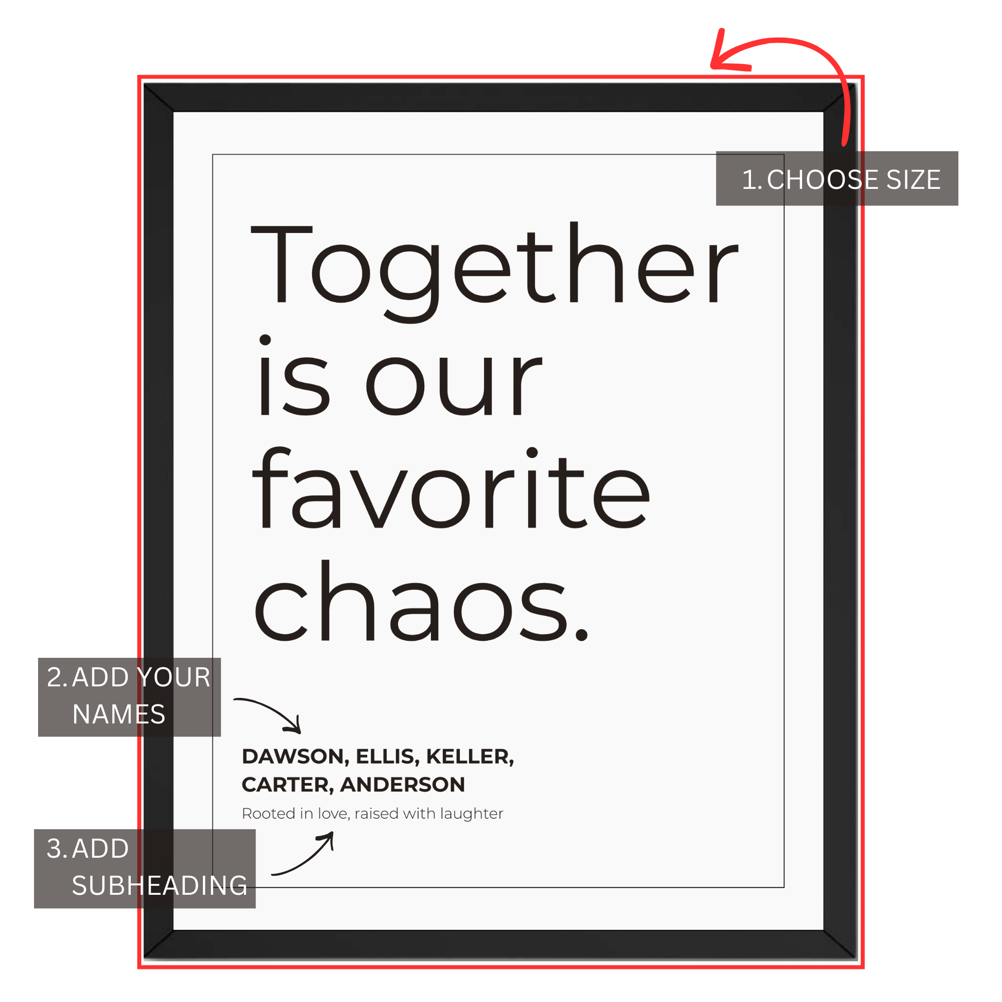 Personalized Favorite Chaos Print: Customized Family Name Poster and Canvas