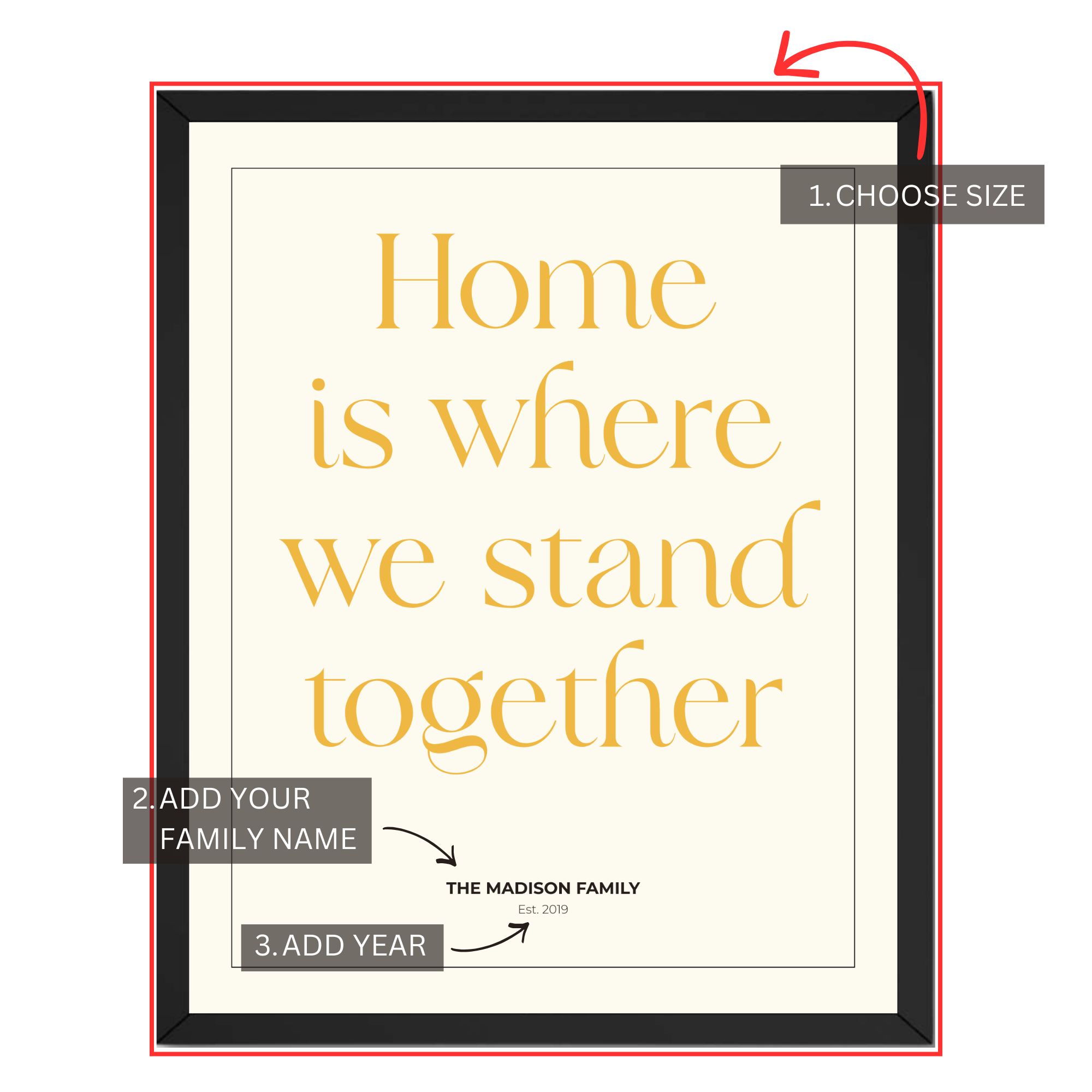 Personalized Home Quote Print - Custom Family Name Poster and Canvas