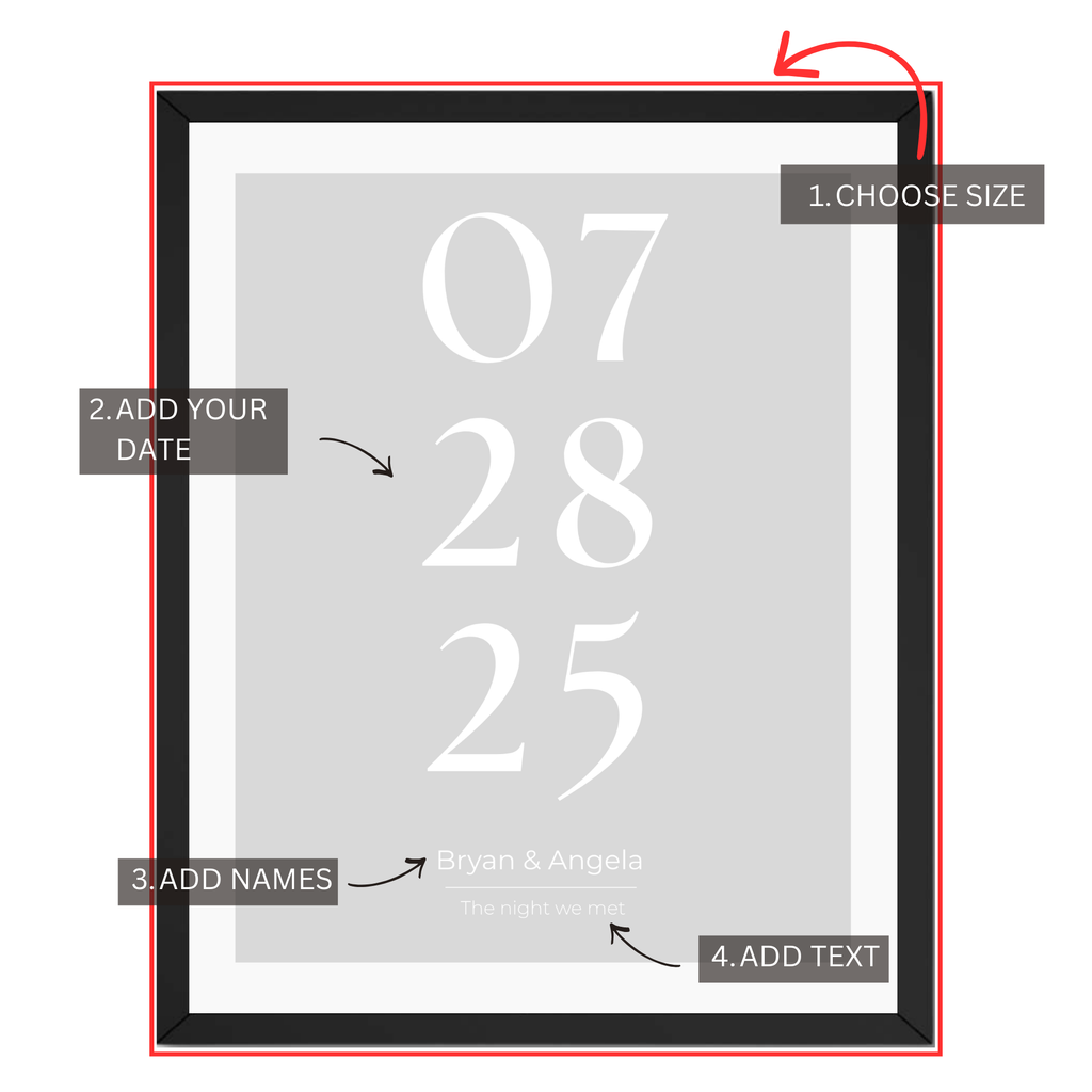 Personalized Wedding Date Print - Custom Name Typography Poster and Canvas