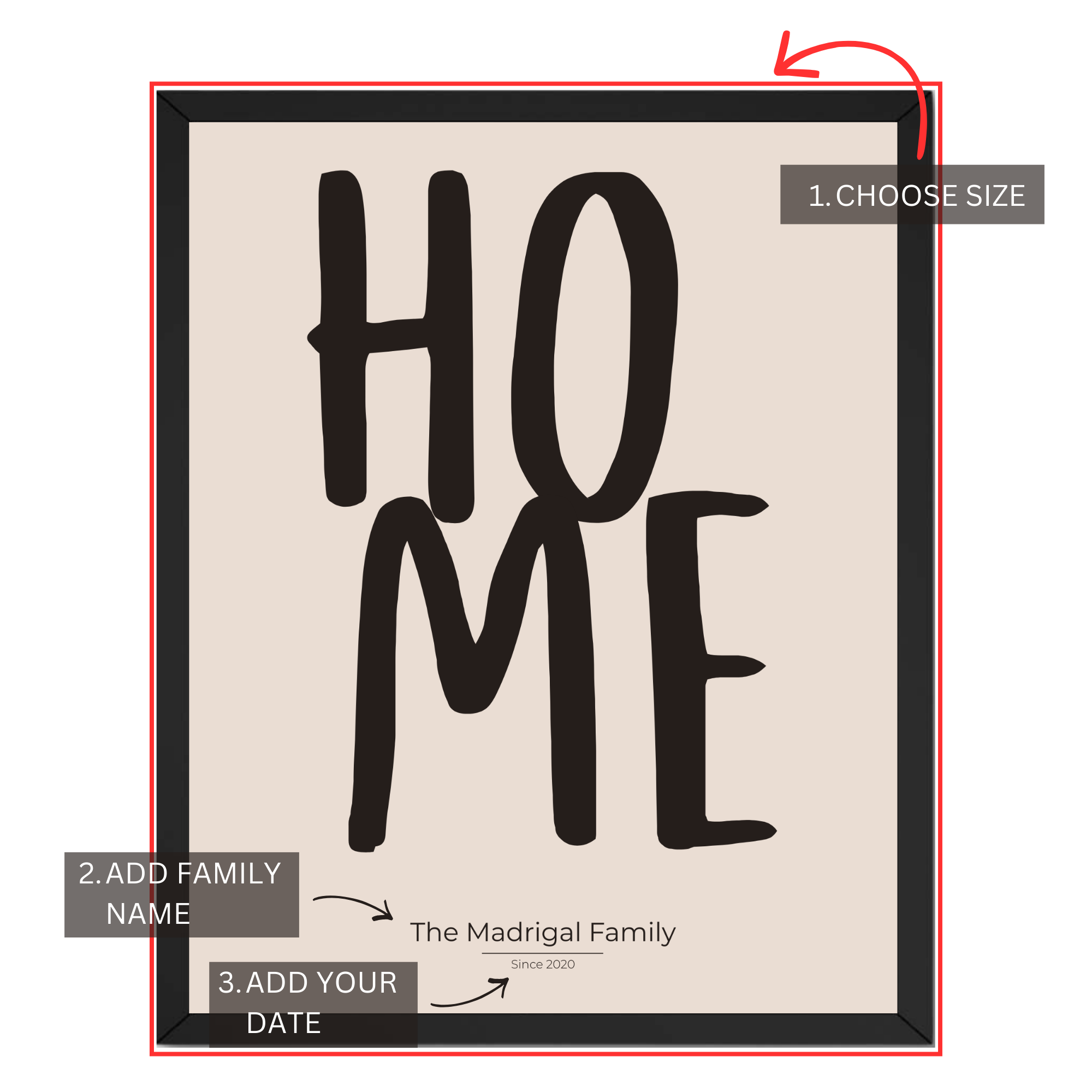 Personalized Home Print: Custom Family Names Poster and Canvas