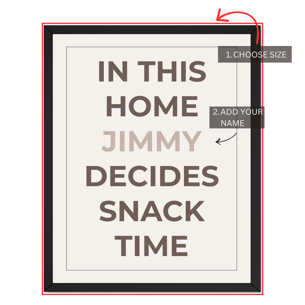 Personalized Family Wall Art Print : Custom Snack Time Quote Poster and Canvas