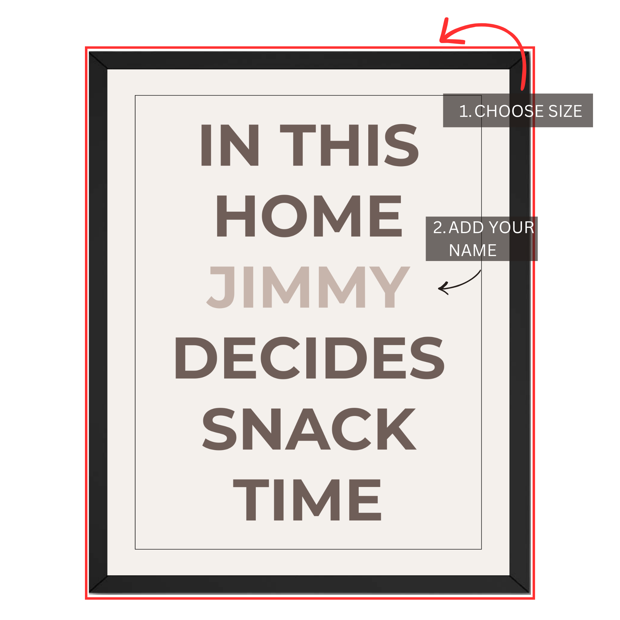 Personalized Family Wall Art Print : Custom Snack Time Quote Poster and Canvas