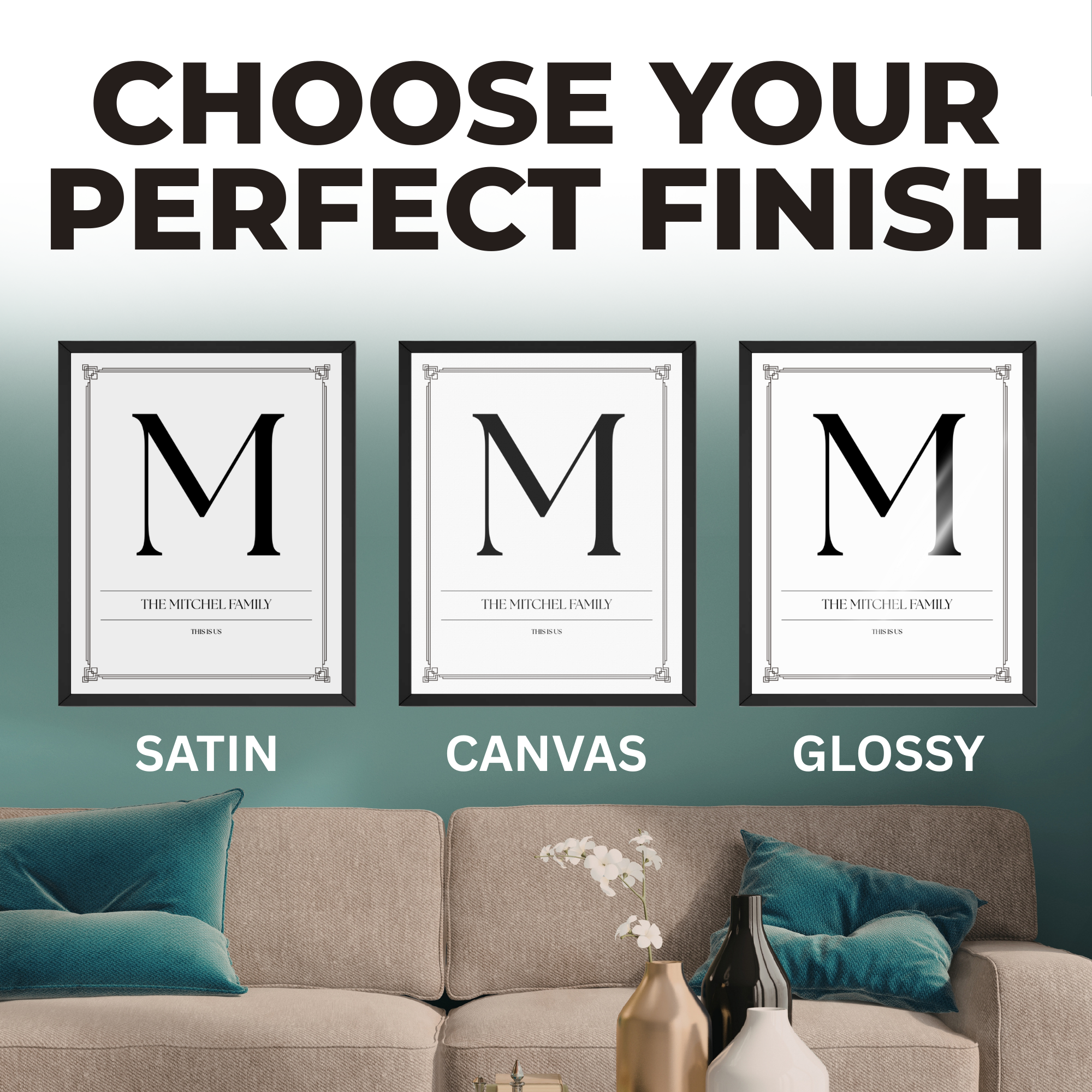 Personalized Custom Family Print - Customized Surname Initial Poster and Canvas