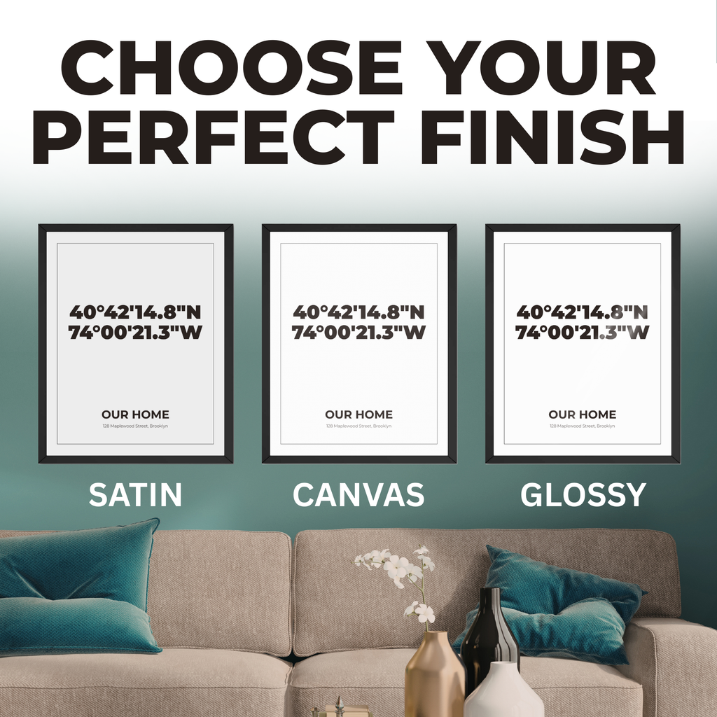 Personalized Custom Address Print: Customized GPS Location Poster and Canvas