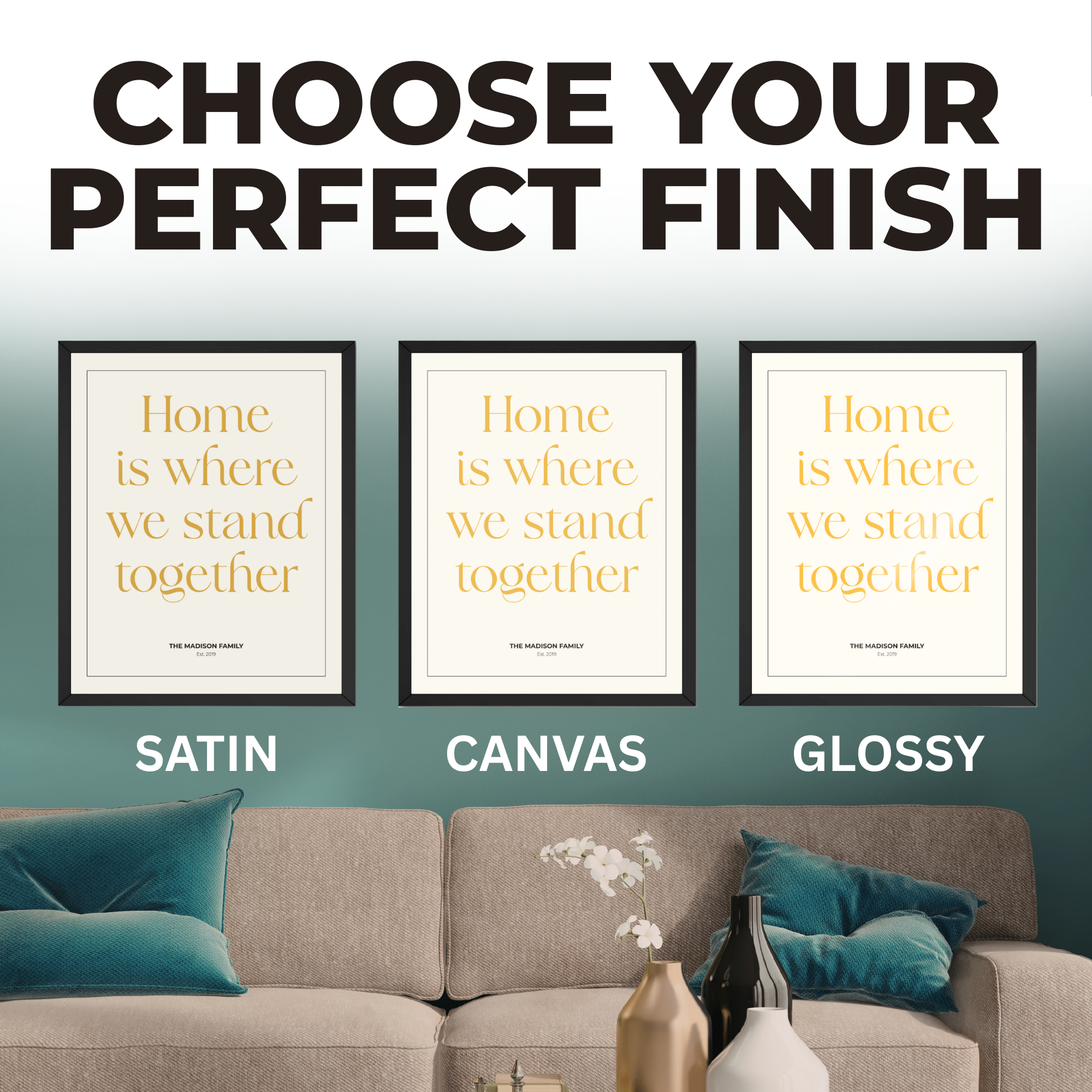 Personalized Home Quote Print - Custom Family Name Poster and Canvas