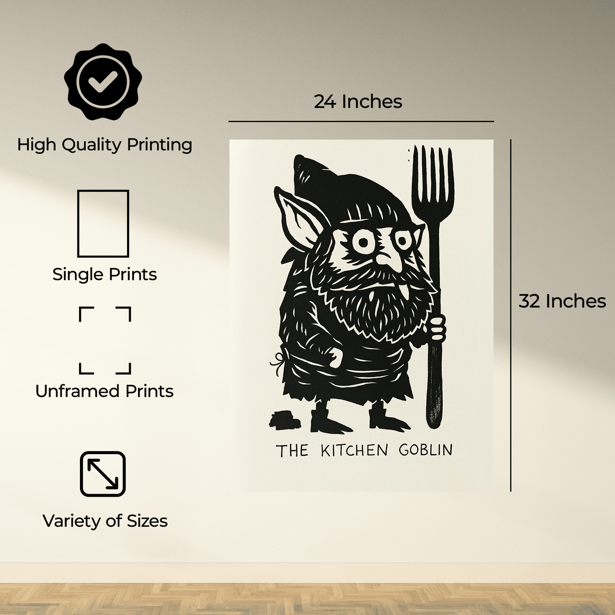 InkFlow The Kitchen Goblin - Whimsical Goblin Print for Kitchen Decor, Fun and Quirky Art for Cooking Space, Unique Kitchen Wall Art, Perfect Gift for Food Enthusiasts - 8x10 Unframed Wall Art - Infinity Beyond Crafts