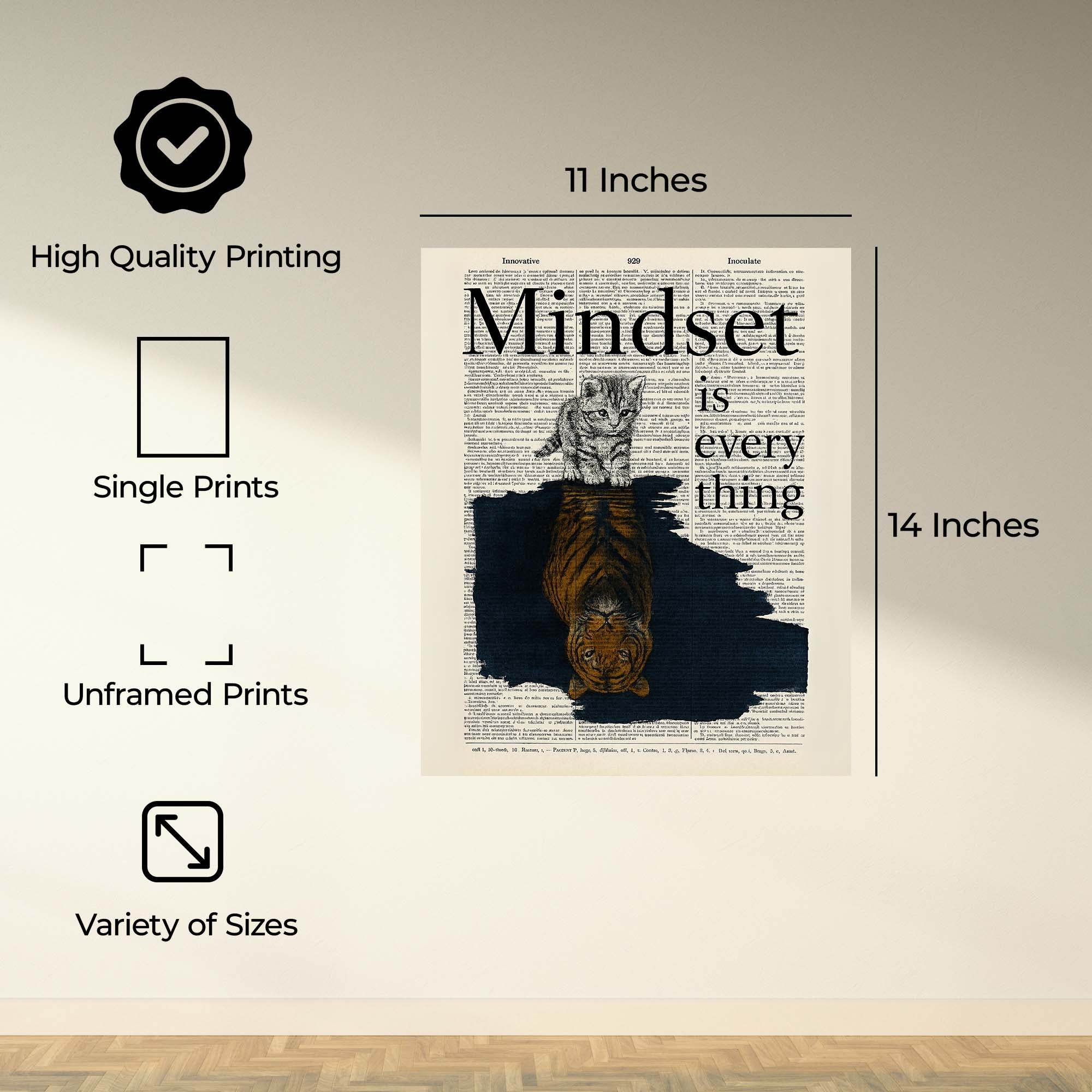 InkFlow Mindset is Everything Poster - Motivational Wall Art for Home, Office, Bedroom, Living Room Décor - Inspirational Quote to Empower and Encourage Growth - 8x10 Unframed Wall Art - Infinity Beyond Crafts