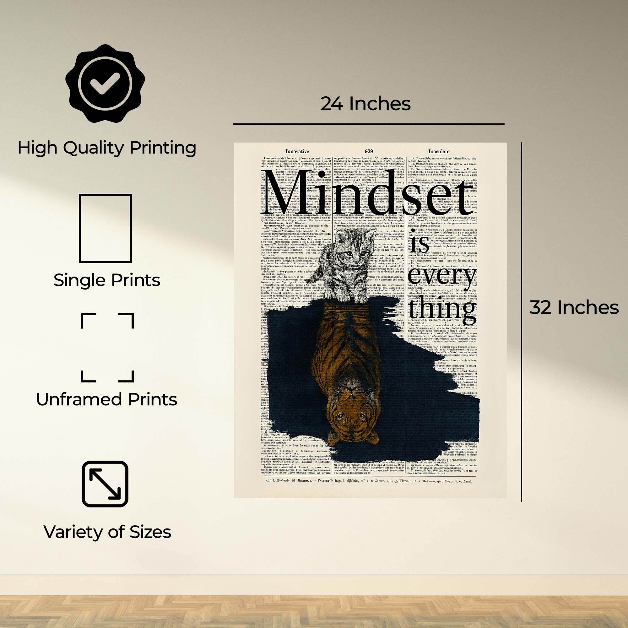 InkFlow Mindset is Everything Poster - Motivational Wall Art for Home, Office, Bedroom, Living Room Décor - Inspirational Quote to Empower and Encourage Growth - 8x10 Unframed Wall Art - Infinity Beyond Crafts
