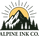 Alpine Ink Co. logo featuring a stylized mountain, pine trees, and a yellow sun on a white background, with the text 'ALPINE INK CO.