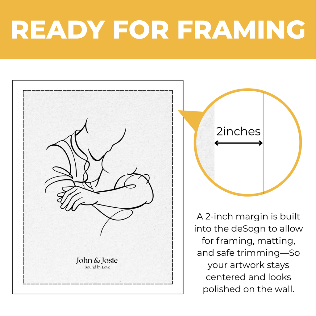 Personalized Bound By Love print showing approximately 2-inch built-in margin for framing and matting