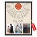 Personalized song lyrics vinyl record poster with couple names and three custom photos
