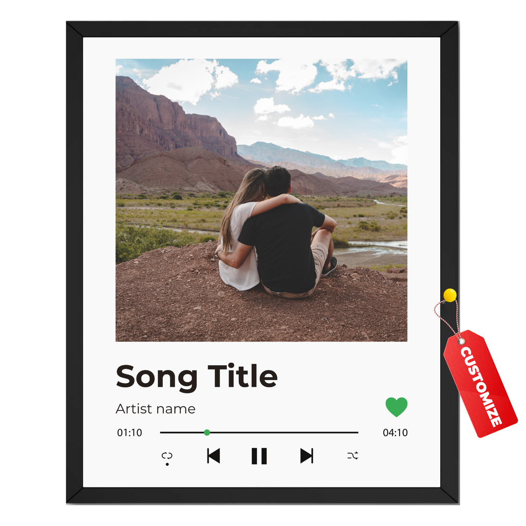 Personalized song photo poster with custom couple photo song title and artist name in music player design