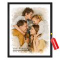Personalized watercolor family poster with custom family photo family name and meaningful subtitle