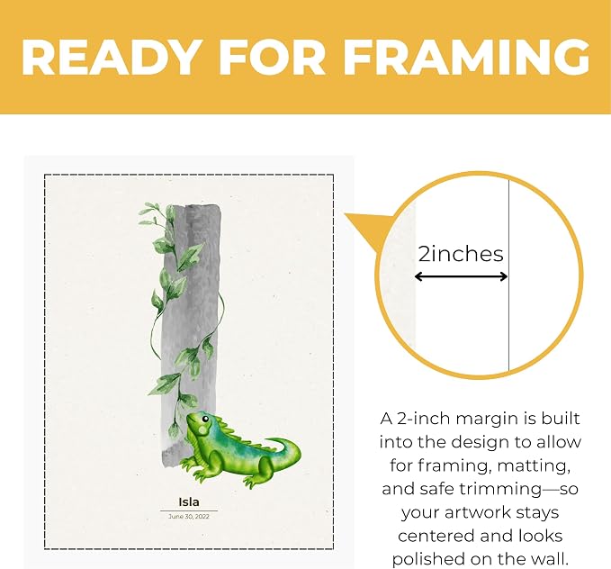 Wownic custom baby iguana I initial poster with approximately 2-inch margin for framing, matting and safe trimming