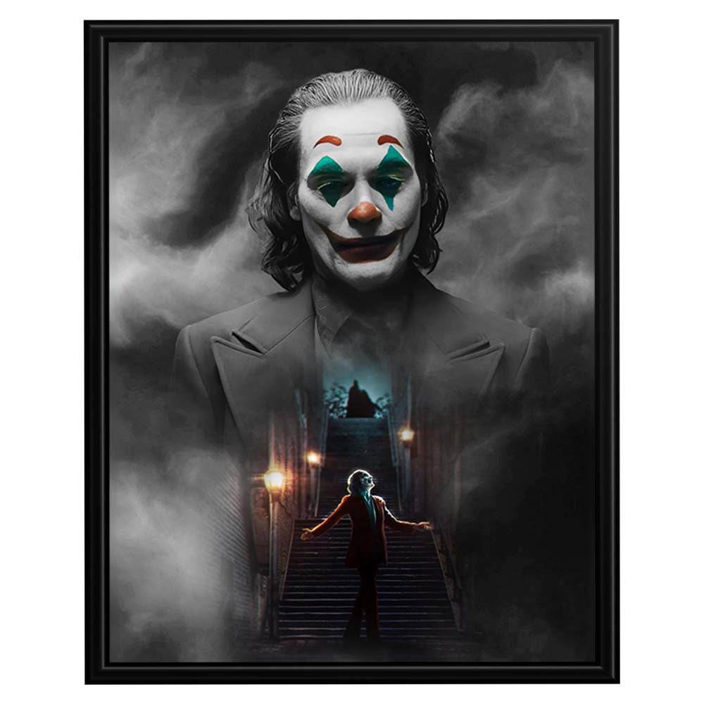 Wownic cinematic clown poster featuring a dark smoky portrait with selective green, red and orange accents