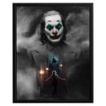 Wownic cinematic clown poster featuring a dark smoky portrait with selective green, red and orange accents