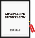 Wownic custom coordinates poster with GPS coordinates, custom title and address in minimalist black and white style