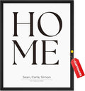 Wownic custom family HOME poster with custom names and meaningful text in minimalist black and white typography