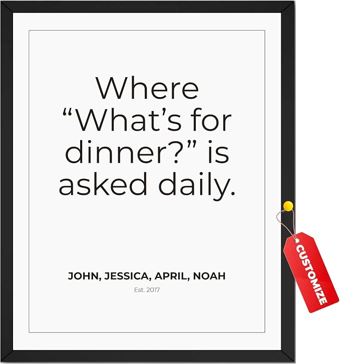 Wownic custom family names kitchen poster with funny what’s for dinner quote and custom year