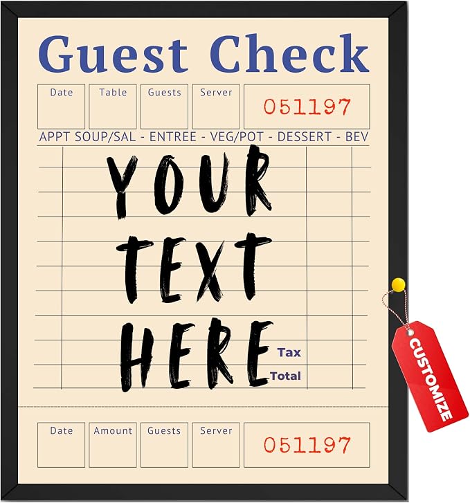 Wownic custom Guest Check poster with vintage restaurant receipt design and custom text