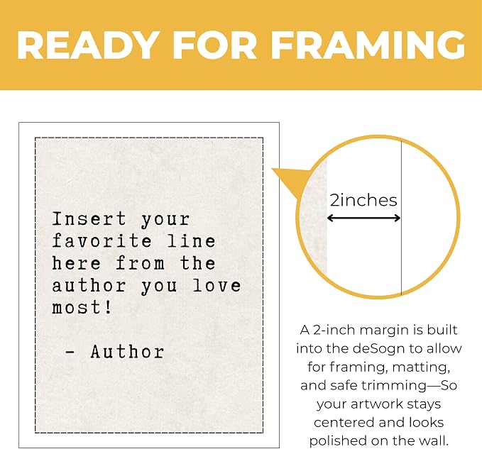 Wownic custom quote poster with approximately 2-inch margin for framing, matting and safe trimming