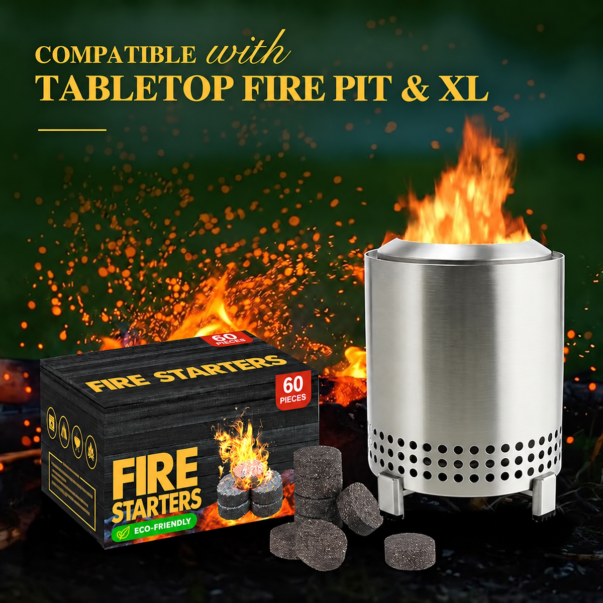 Wownic fire starter discs compatible with Solo Stove Mesa and Mesa XL tabletop fire pits