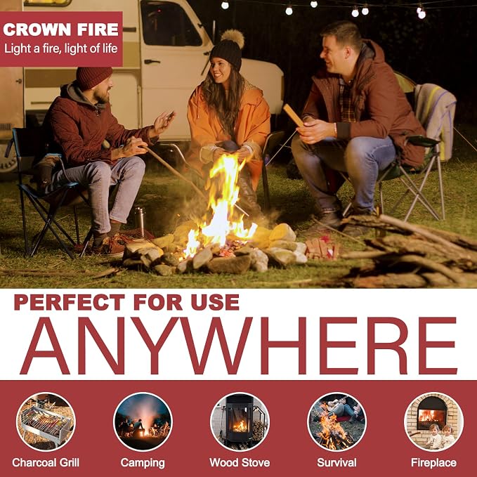 Wownic fire starter squares for camping, fire pits, wood stoves, survival use and fireplaces