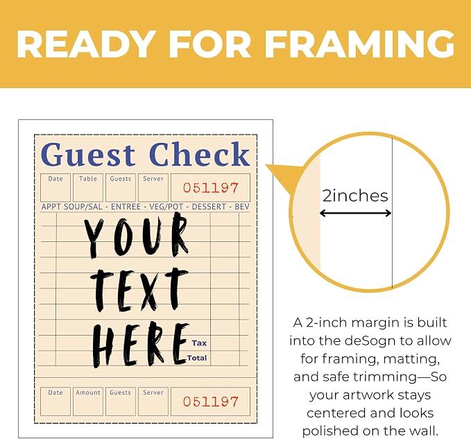 Wownic custom Guest Check poster with approximately 2-inch margin for framing and matting