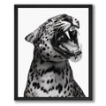 Wownic jaguar wall art poster featuring a dramatic black-and-white big cat portrait with open mouth