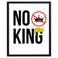 Wownic No King statement poster featuring bold black typography, crossed-out crown symbol and red accent